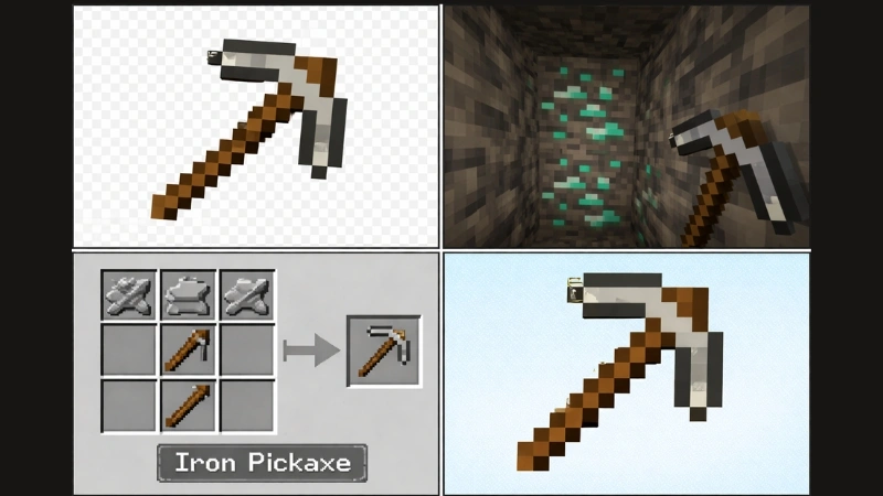 Iron pickaxe required for mining diamonds Minecraft