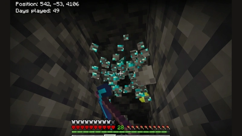Mining at Y level -53 safer diamond level Minecraft