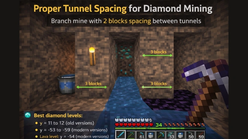 Proper tunnel spacing for diamond mining