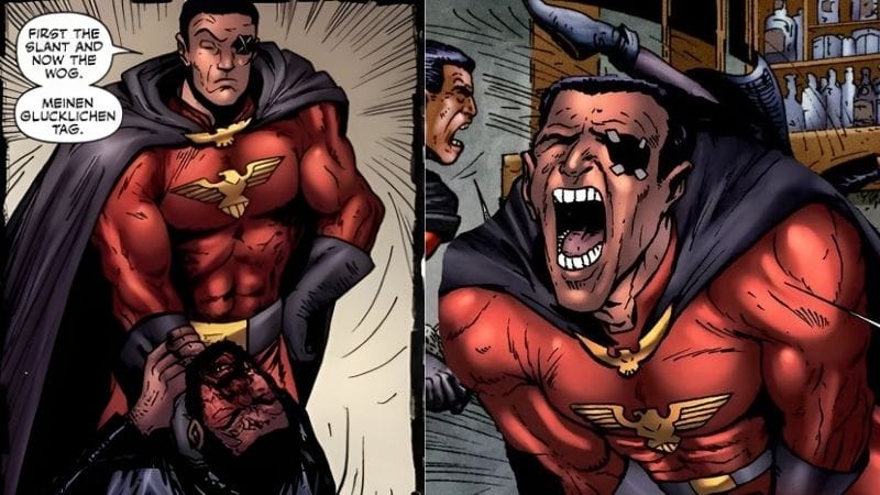 Stormfront (comics version), Vought's oldest successful experiment, far more dangerous than the show adaptation