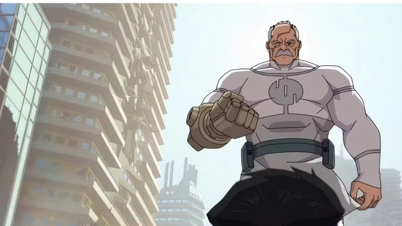 Conquest, Viltrum's scarred chief enforcer, towering over the battlefield