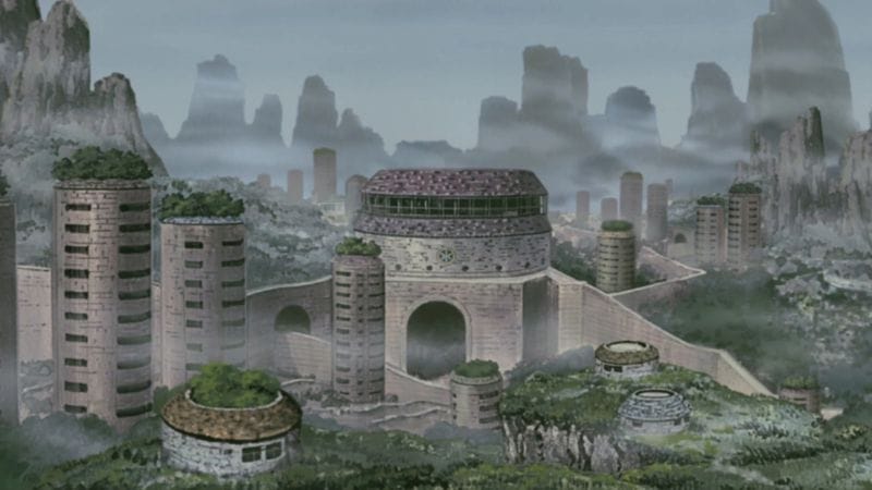 Kirigakure Hidden Mist Village in the Land of Water — known for the Bloody Mist era and Seven Ninja Swordsmen