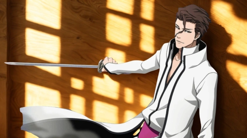 Aizen Sosuke with his Kyoka Suigetsu Zanpakuto 