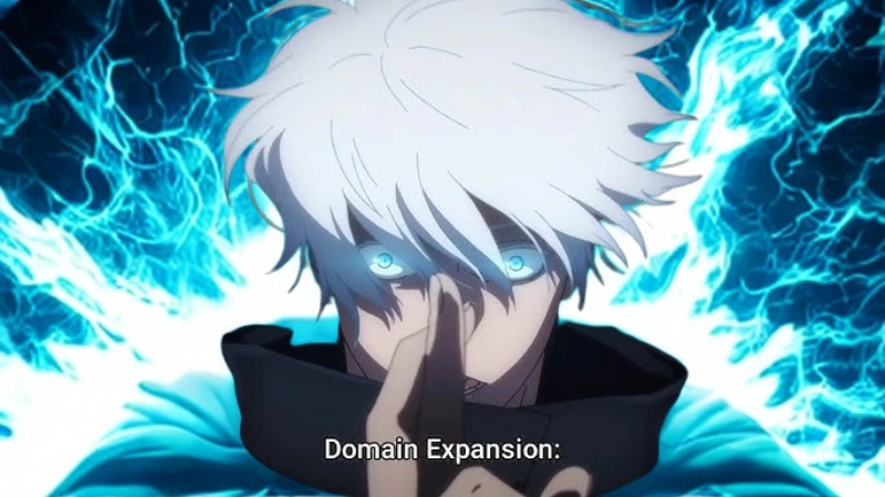 Gojo Satoru using Unlimited Void Domain Expansion in Jujutsu Kaisen