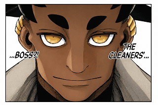 Arkha Corvus with his dreadlocked hair and commanding presence as the Boss of the Cleaners in Gachiakuta