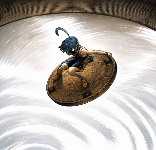 Cthoni Andor performing a tactical extraction of Raiders using her manhole cover in Gachiakuta