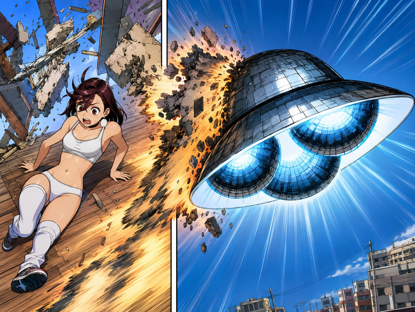 Momo Ayase escaping the Serpoian UFO in Chapter 2 of Dandadan