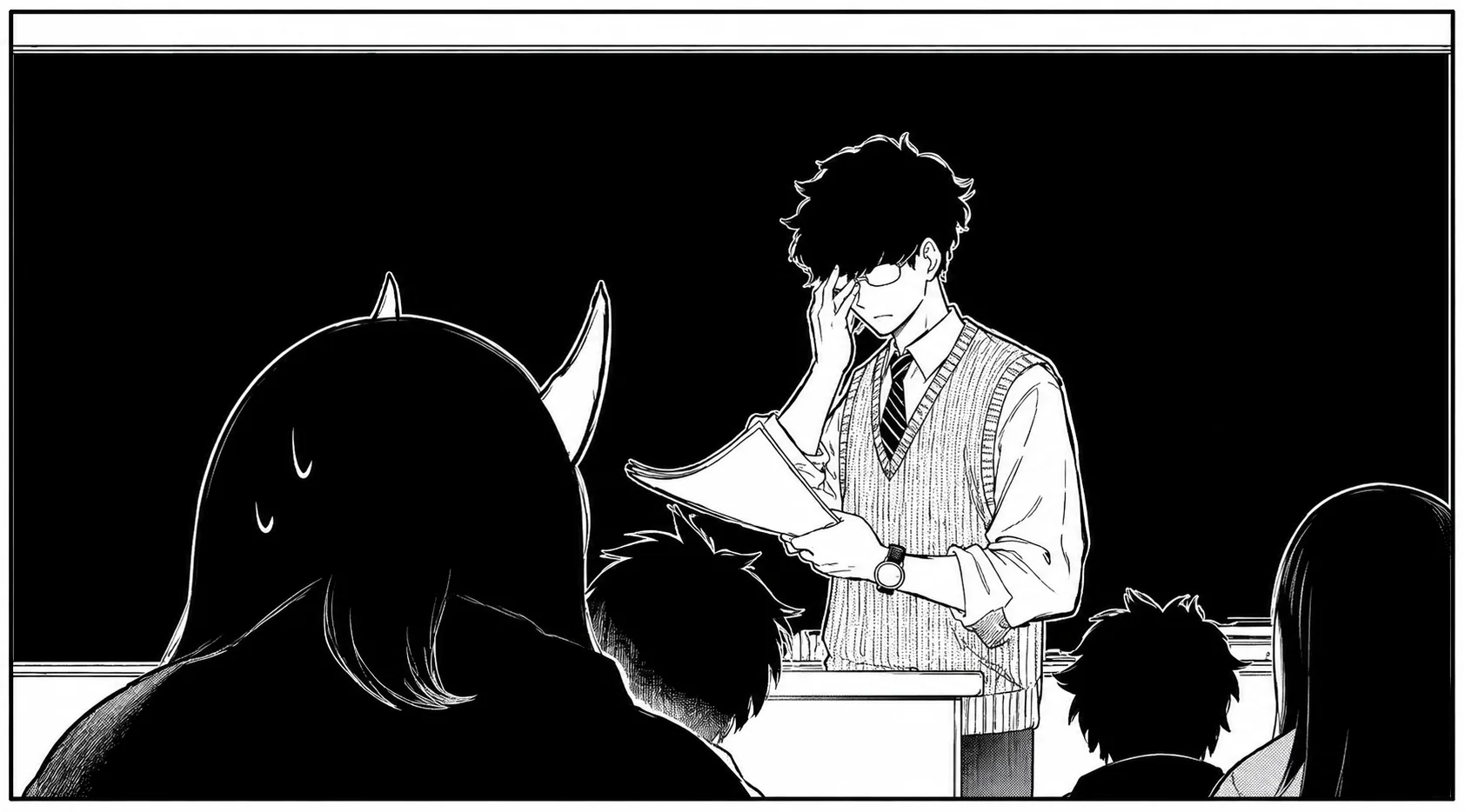 Takemoto Sensei with his rectangular glasses and casual sweater vest in RuriDragon